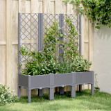 Jardiniera de gradina cu spalier, gri, 120x40x142 cm, PP GartenMobel Dekor, vidaXL