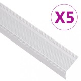 VidaXL Profile trepte &icirc;n formă de L, 5 buc, argintiu, 90 cm, aluminiu