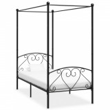Cadru de pat cu baldachin, negru, 100 x 200 cm, metal GartenMobel Dekor, vidaXL