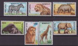 4-MONGOLIA 1991=Animale-fauna-zebra-leu-hipopotan-girafa-elefant-Serie de 7 MNH