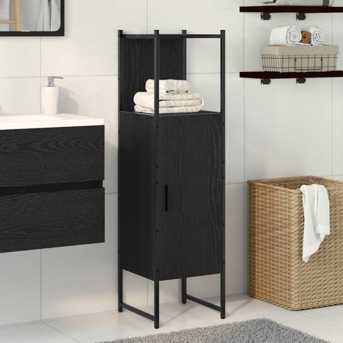 vidaXL Dulap de baie, negru, 33x33x120,5 cm, lemn prelucrat