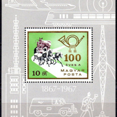 UNGARIA 1967, Aniversari, Posta, Transport, MNH, serie neuzata