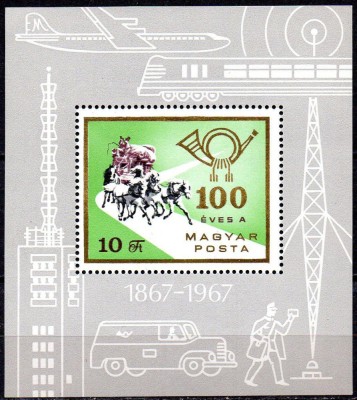 UNGARIA 1967, Aniversari, Posta, Transport, MNH, serie neuzata foto