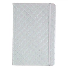 Carnet Notițe A5, 80 File, Copertă Dura Alb Irizat, Elastic Argintiu