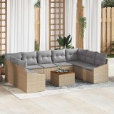 VidaXL Set canapea de grădină 10 pcs Bej, gri deschis 55 x 55 x 37 cm
