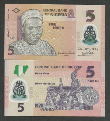 NIGERIA 5 NAIRA 2009 UNC [1] P- 38b.1 , necirculata foto