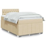 vidaXL Pat box spring cu saltea, crem, 120x200 cm, textil 3287047