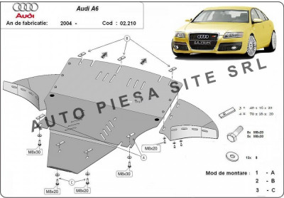 Scut metalic motor Audi A6 C6 fabricat in perioada 2004 - 2011 (cu laterale) APS-02,210 + 00.210 foto