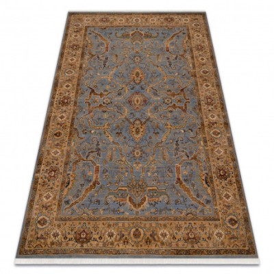 Covor L&amp;acirc;nă KESHAN franjuri, Cadru oriental 7875/53544 bej / albastru, 120x145 cm foto