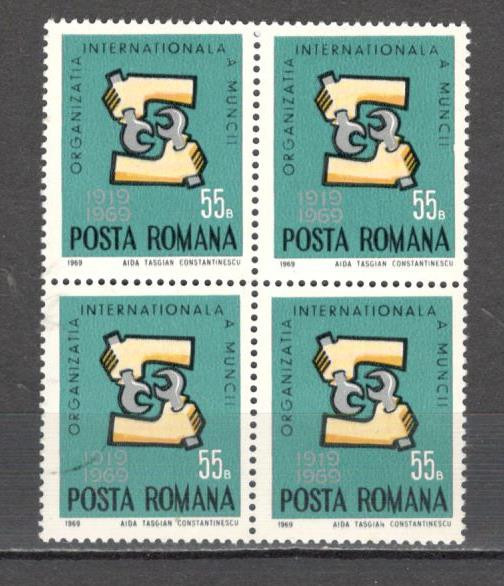 Romania.1969 50 ani Organizatia Internationala a Muncii bloc 4 CR.189