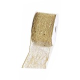 Rola panglica Craciun textil paiete aurii mm 60 x 20 m