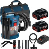 Bosch GAS 18V-10 L + GBA + GAL 1880 CV + 1619BZ0100- Aspirator 115 mbar + Set 2 acumulatori si incarcator Li-Ion 18 V 5 Ah + Geanta textila