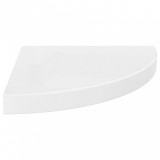 Raft coltar de perete, alb extralucios, 35x35x3,8 cm, MDF