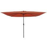 Cumpara ieftin Umbra de grădină pătrată cu lumini LED, 295 x 245 cm, terracotta