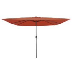 vidaXL Umbra de grădină pătrată cu lumini LED, 295 x 245 cm, terracotta foto