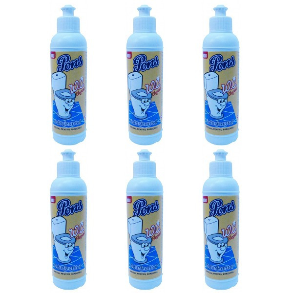 6 x Pons Elegant, Odorizant toaleta, solutie parfumata pentru baie, 6 x 200ml