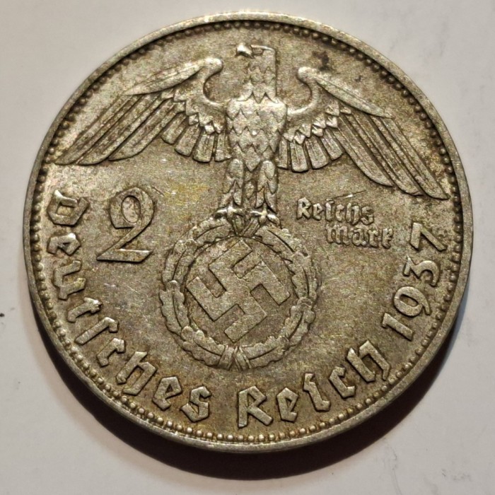Germania Nazista 2 reichsmark 1937 D argint