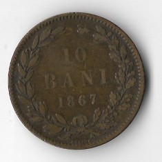 Moneda 10 bani 1867 - Romania, Heaton