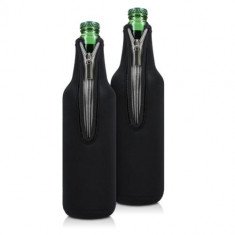 Set 2 Huse termice pentru sticle, 330-500ml, Neopren, Negru, 50014.04