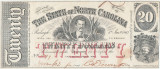 1863 (January 1), 20 Dollars (NC-CR-119) - Carolina de Nord - SUA - stare CU