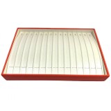 Cumpara ieftin Tav? Expunere Br???ri ?i Lan?uri, 15 Compartimente Bombate, Lemn ?i Piele Eco Orange/Crem