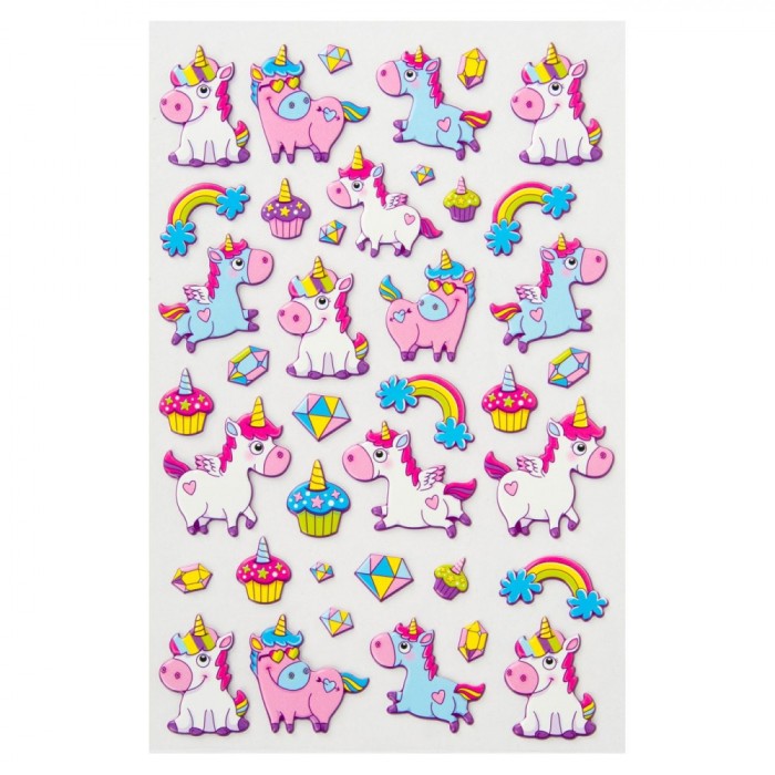 Set Autocolante, Unicorn, 39 Bucăți, Multicolor