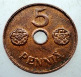 7.252 FINLANDA WWII 5 PENNIA 1942 XF/AUNC
