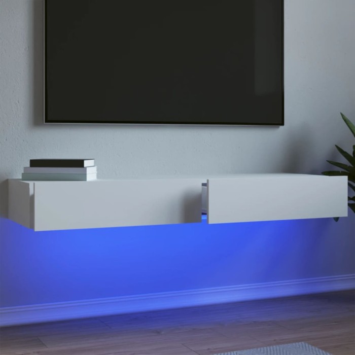 vidaXL Dulapuri TV cu lumini LED, 2 buc., alb, 60x35x15,5 cm