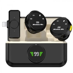 Set 2 Microfoane Lavaliera cu prindere magnetica, ATOMKIT&reg;, Tipe Lightning, Tehnologie AI Reducerea Sunetului, Plug and Play, Dinamica vocala fidela,
