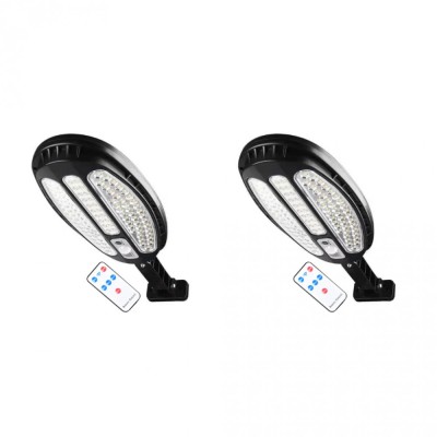 Комплект 2 соларни лампи 100 LED SMD, 30W, сензор за движение, дистанционно управление, 3 режима на светене, бутон ON/OFF foto