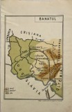 1935 Hartă Banat in Rom&acirc;nia interbelică / munti dealuri sesuri / Tisa, Bega, Timis / Anina Oravita Mehadia Bazias Orsova / Banatul