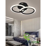Cumpara ieftin Lustra LED 48W, 2 cercuri maro, telecomanda wifi 2.4G, lumina rece/calda/neutra, intensitate reglabila