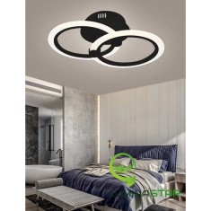Lustra LED 48W, 2 cercuri maro, telecomanda wifi 2.4G, lumina rece/calda/neutra, intensitate reglabila