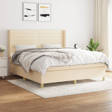 VidaXL Pat box spring cu saltea, crem, 160x200 cm, material textil 3132086