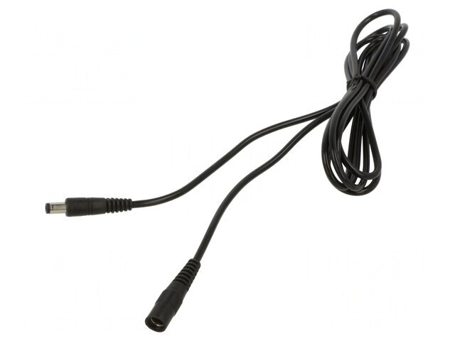 Cablu DC 5,5/2,5mm mufă și soclu drept negru 1x0,5mm2