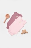 Set 2 body-uri fara maneci Bamboo, roz, BabyCosy, 50% bambus+50% bumbac (Marime: 6-9 luni)