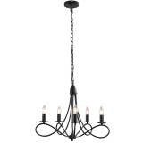 HOMCOM Lustră Suspendată Design &Icirc;mpletit, Candelabru Oțel cu 5 Brațe, Iluminat Elegant Sufragerie 158x45 cm, Negru | Aosom Romania