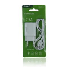Incarcator Kaku 2.4Ah set cu cablu Lightning Alb