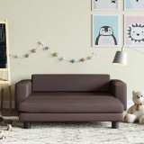 VidaXL Canapea copii cu taburet maro 100x50x30cm piele ecologică