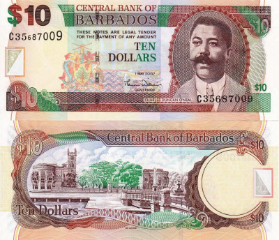 BARBADOS 10 dollars 2007 UNC!!! foto