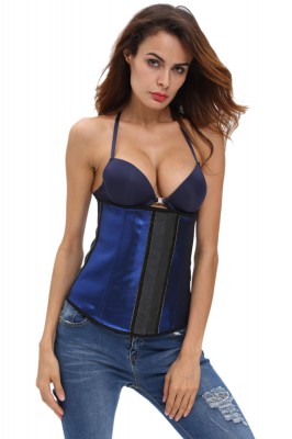 B520-4 Corset brau modelator, din latex, cu inchideri multiple tip mos-baba foto