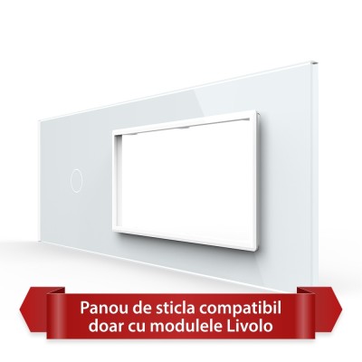 Panou Intrerupator Simplu cu 2 Prize LIVOLO din Sticla, Standard Italian - 6/7M SmartElectro IntelligentHouse foto