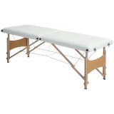 HOMCOM Masă de masaj pliantă, pat de masaj 2 zone, &icirc;nălțime reglabilă, pernuță facială detașabilă, 186 x 60 x 58-81 cm, crem | Aosom Romania