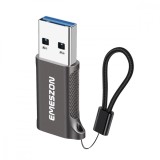 Adaptor cablu Type-C, Emeszon&reg;, Converteste OTG Type-C sau USB-C la USB 3.2, transfer date pana la 10 Gbps, aliaj zinc, gri