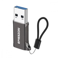 Adaptor cablu Type-C, Emeszon&reg;, Converteste OTG Type-C sau USB-C la USB 3.2, transfer date pana la 10 Gbps, aliaj zinc, gri
