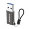 Adaptor cablu Type-C, Emeszon&reg;, Converteste OTG Type-C sau USB-C la USB 3.2, transfer date pana la 10 Gbps, aliaj zinc, gri