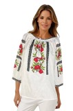 Bluza dama tip ie 257 alb/roz , marimea L, Casual, Bumbac