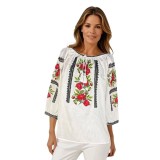 Bluza dama tip ie 257 alb/roz , marimea XL