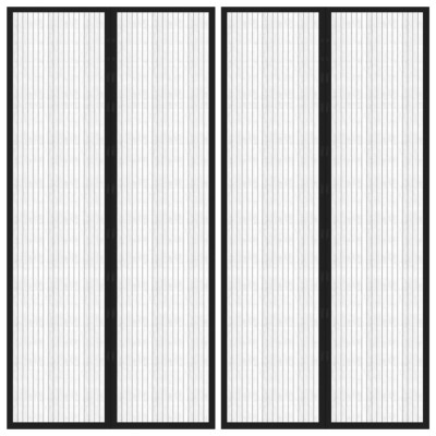 vidaXL Perdea de ușă anti-insecte cu magnet, 2 buc., negru, 220x100 cm foto