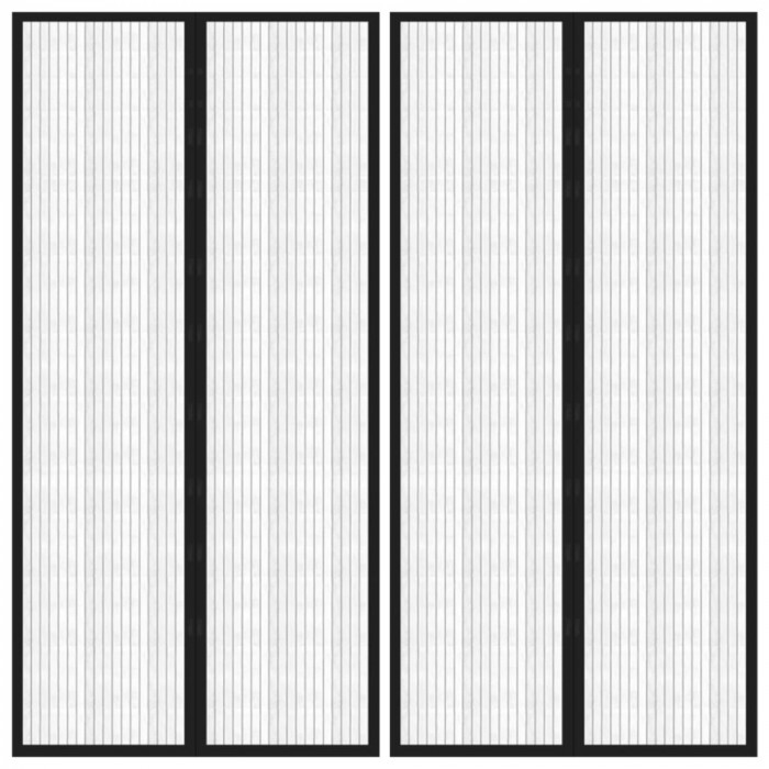 vidaXL Perdea de ușă anti-insecte cu magnet, 2 buc., negru, 220x100 cm